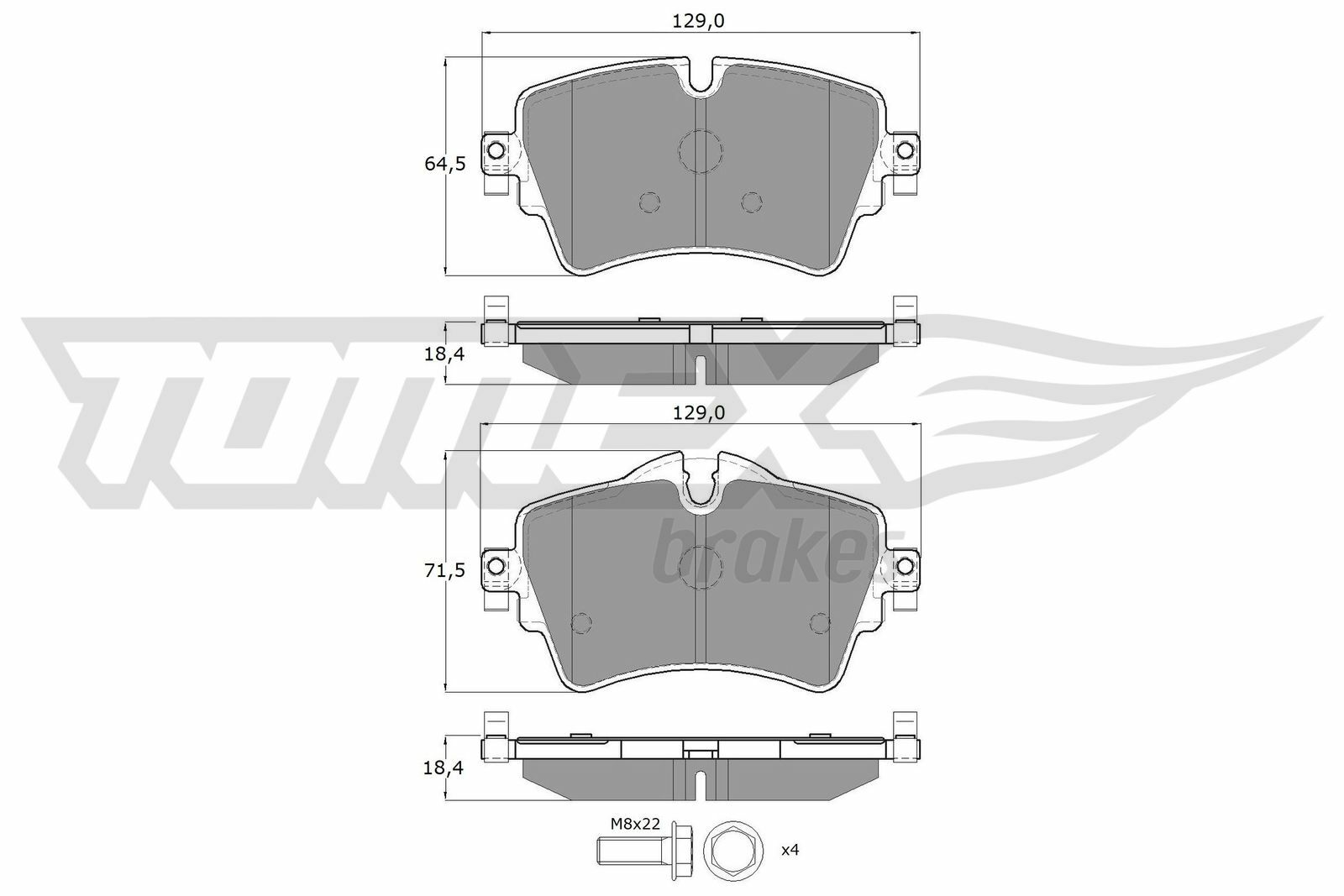 Sada brzdových destiček, kotoučová brzda TOMEX Brakes